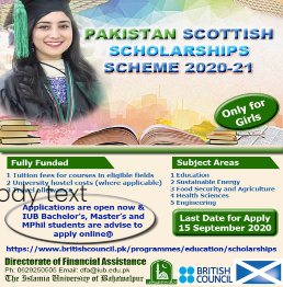 Pakistan Scottish Scholarship Scheme Online Application Form 2023
