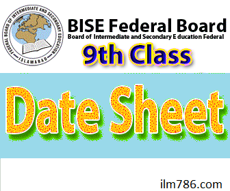 9th Class Date Sheet 2024 BISE Federal Board