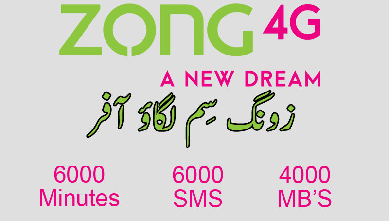Zong 4G SIM lagao offer code *2244#