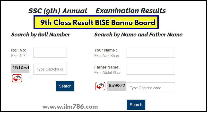 BISE Bannu Board 9th Class Result Check 2024