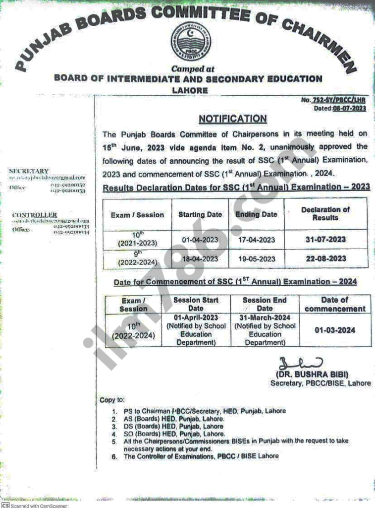 10th Class Date Sheet 2024 BISE Multan Board